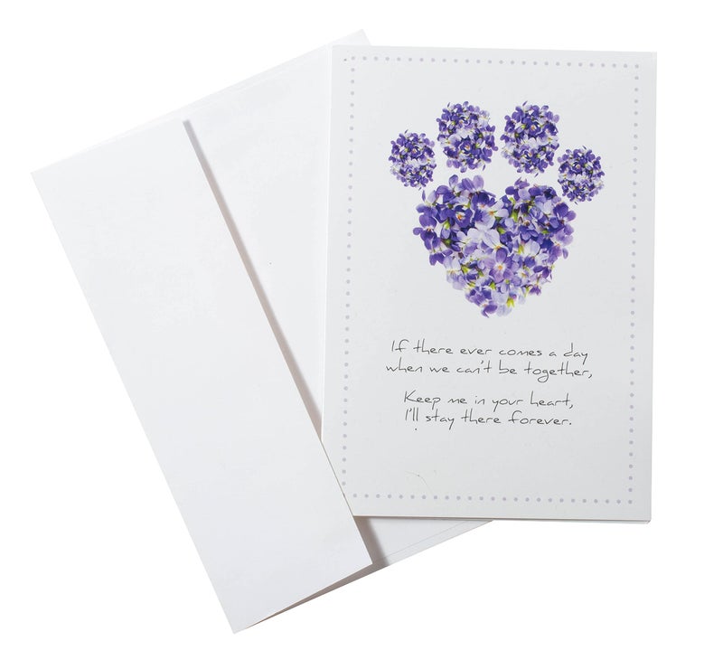 Dog Speak Pet Sympathy Card â€“ â€œIf There Ever Comes a Day...â€ â€“ Memorial Card with Purple Floral Pawprint Design and Envelope â€“ 4.75" x 6.75" - Image 1